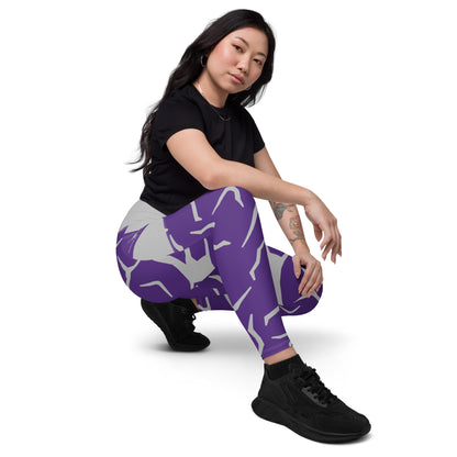 Purple Print Fitness Girl Leggings with pockets