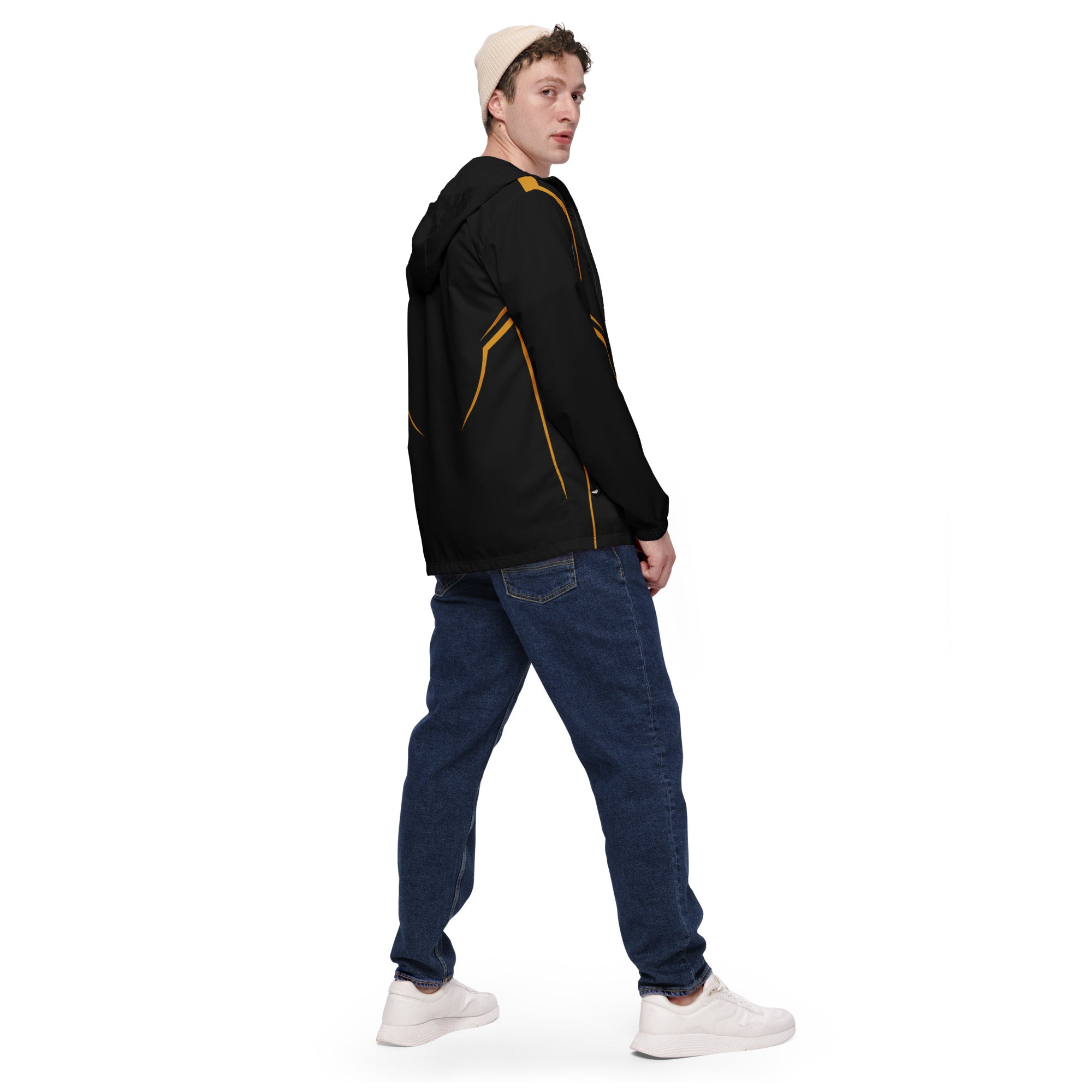 Black Stripe Print Men’s windbreaker