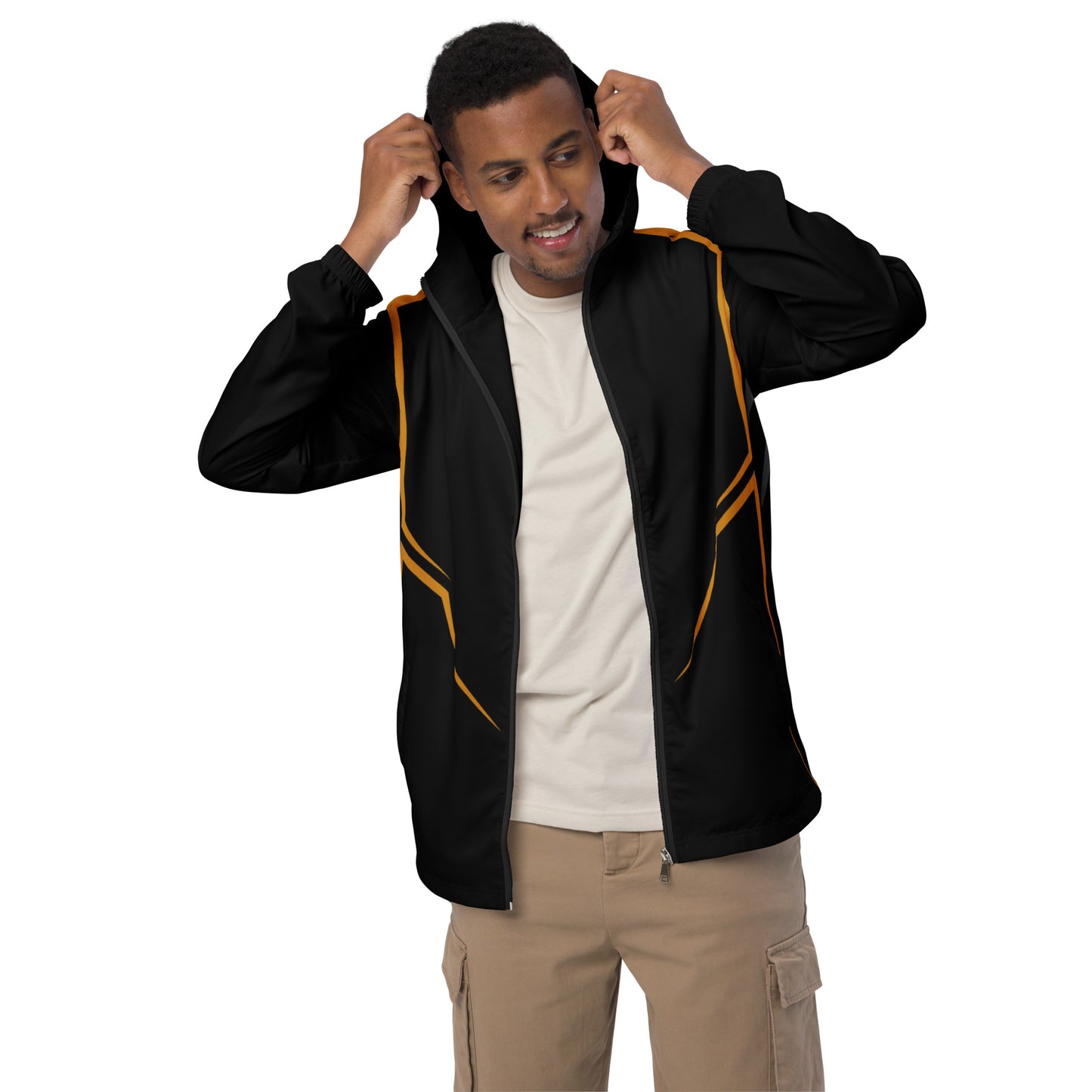 Black Stripe Print Men’s windbreaker