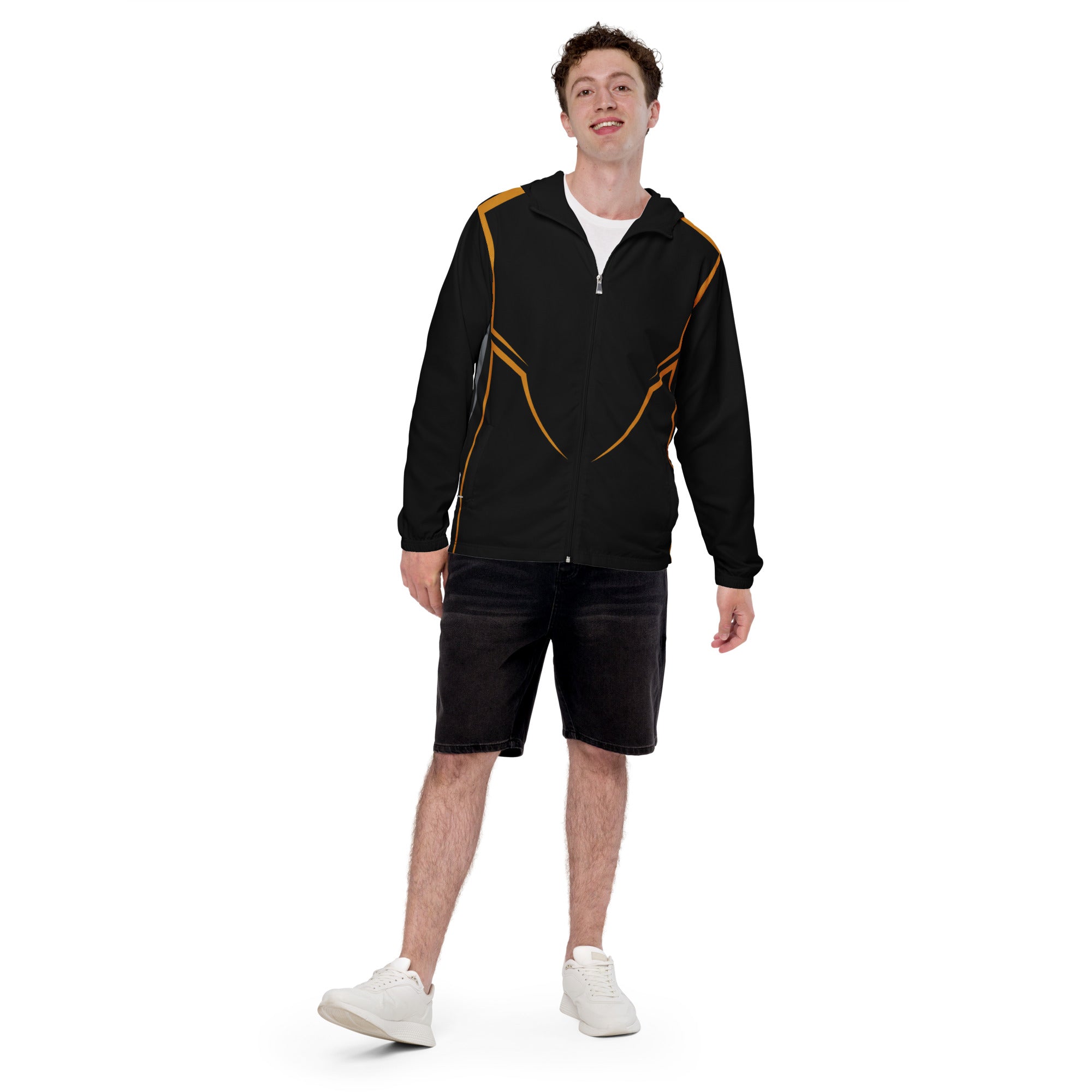 Black Stripe Print Men’s windbreaker