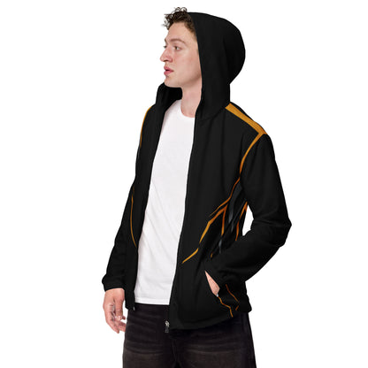 Black Stripe Print Men’s windbreaker