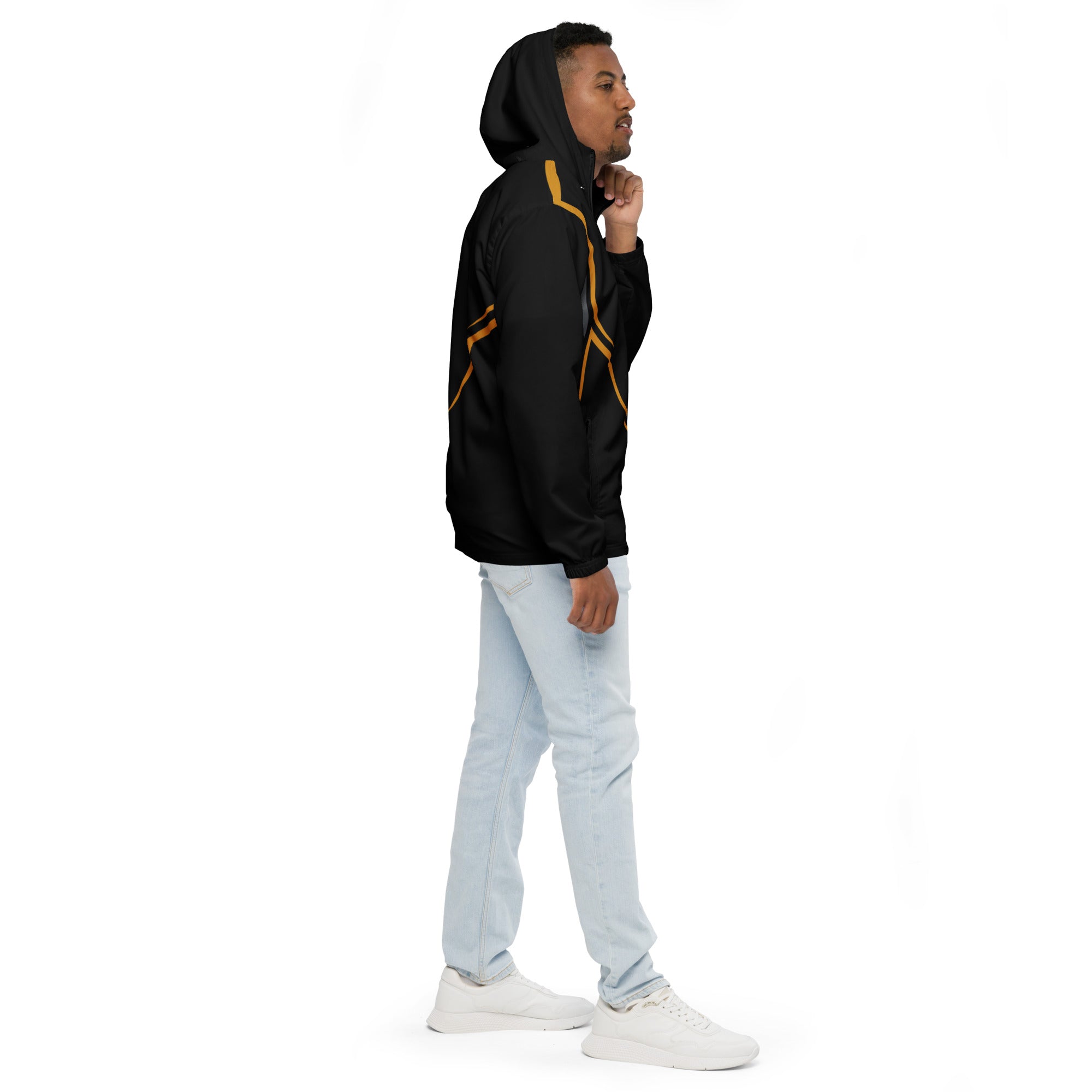 Black Stripe Print Men’s windbreaker