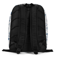 Blue Flower Print Customizable Minimalist Backpack