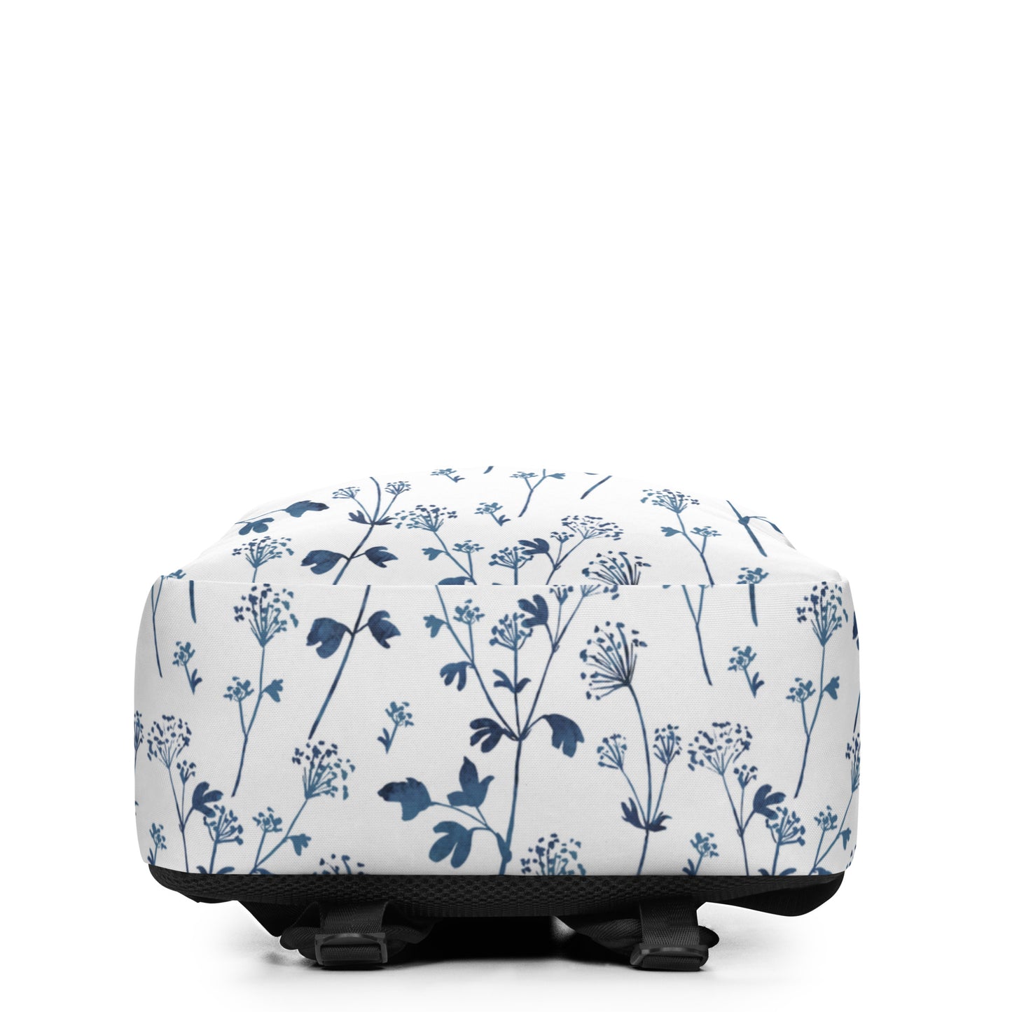 Blue Flower Print Minimalist Backpack