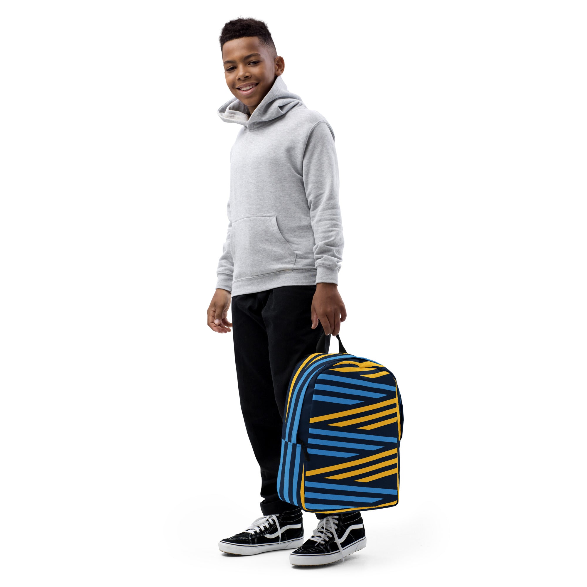 Blue and Yellow Print Minimalist Backpack