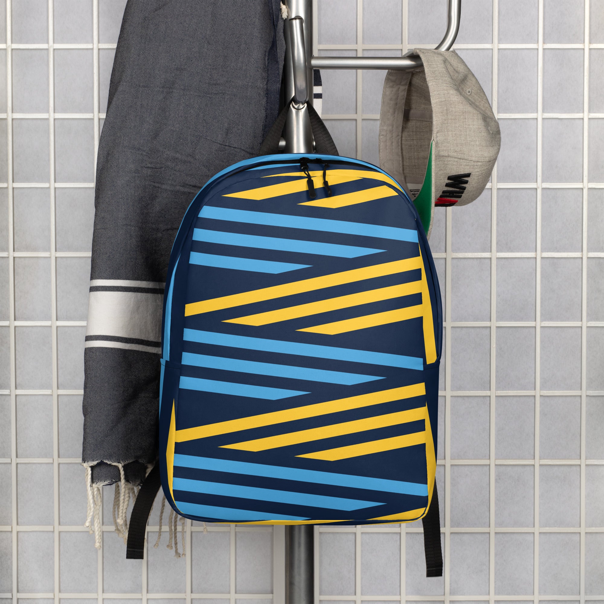 Blue and Yellow Print Minimalist Backpack