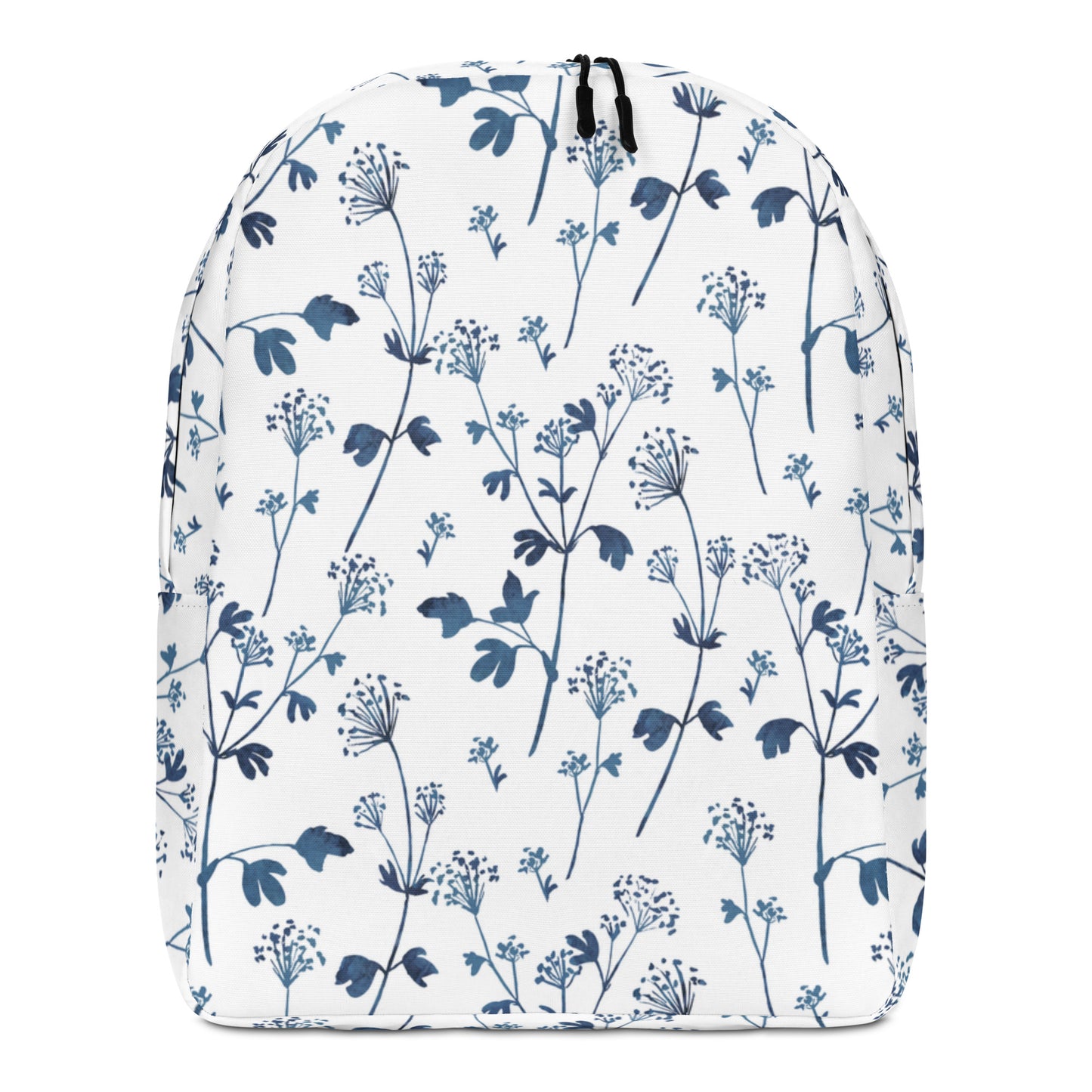 Blue Flower Print Minimalist Backpack