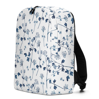 Blue Flower Print Minimalist Backpack