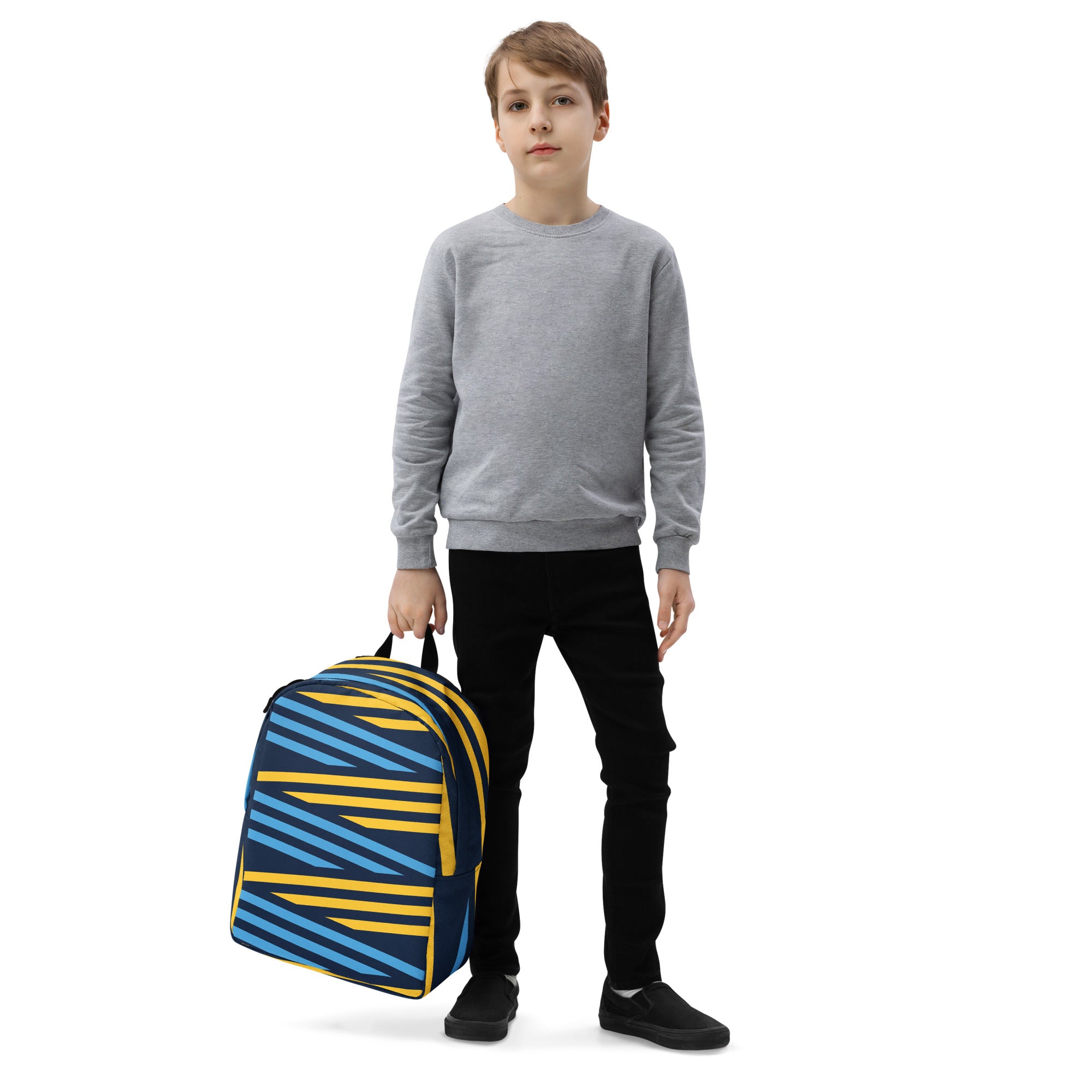 Blue and Yellow Print Minimalist Backpack