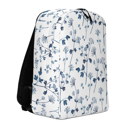 Blue Flower Print Minimalist Backpack