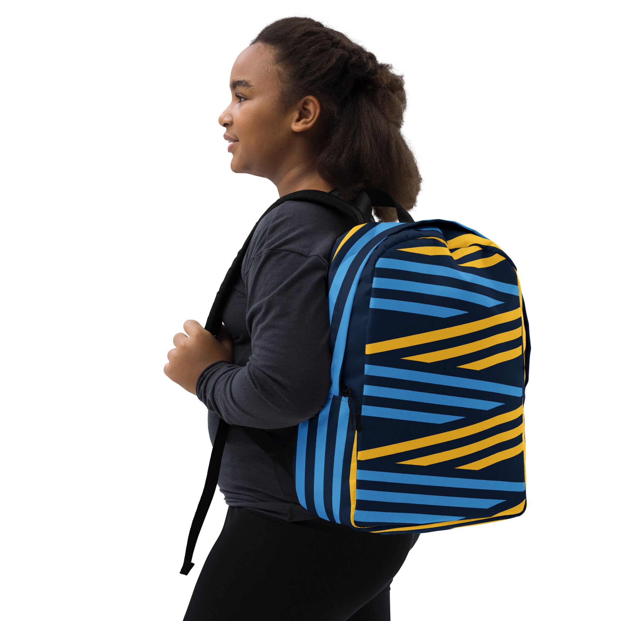 Blue and Yellow Print Minimalist Backpack