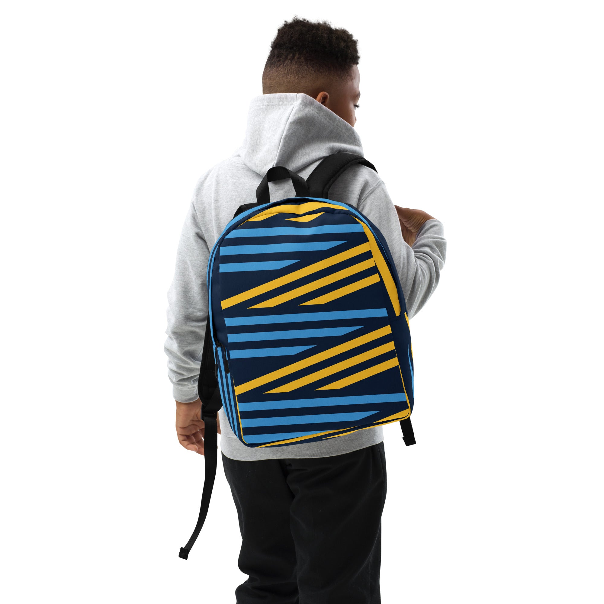 Blue and Yellow Print Minimalist Backpack