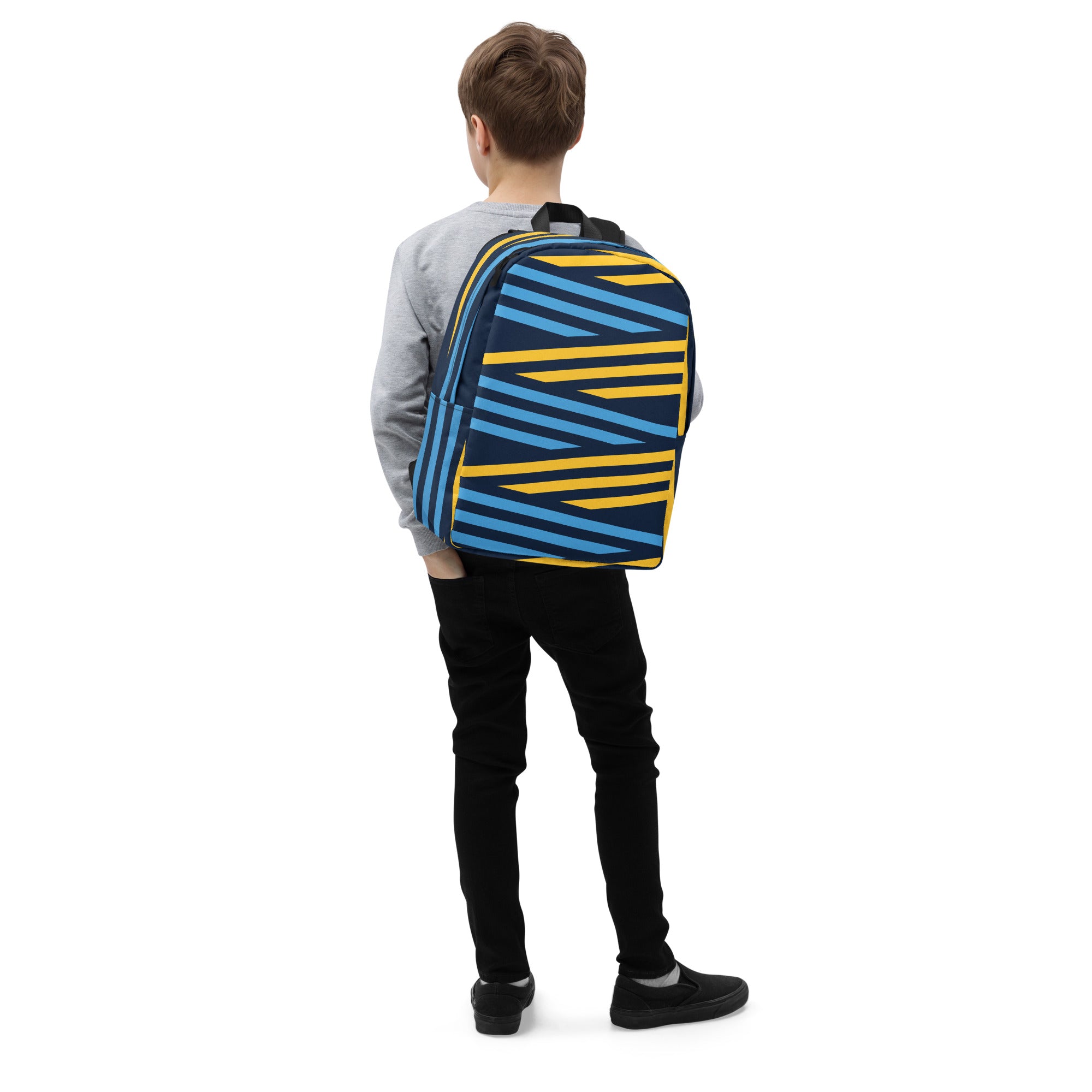 Blue and Yellow Print Minimalist Backpack