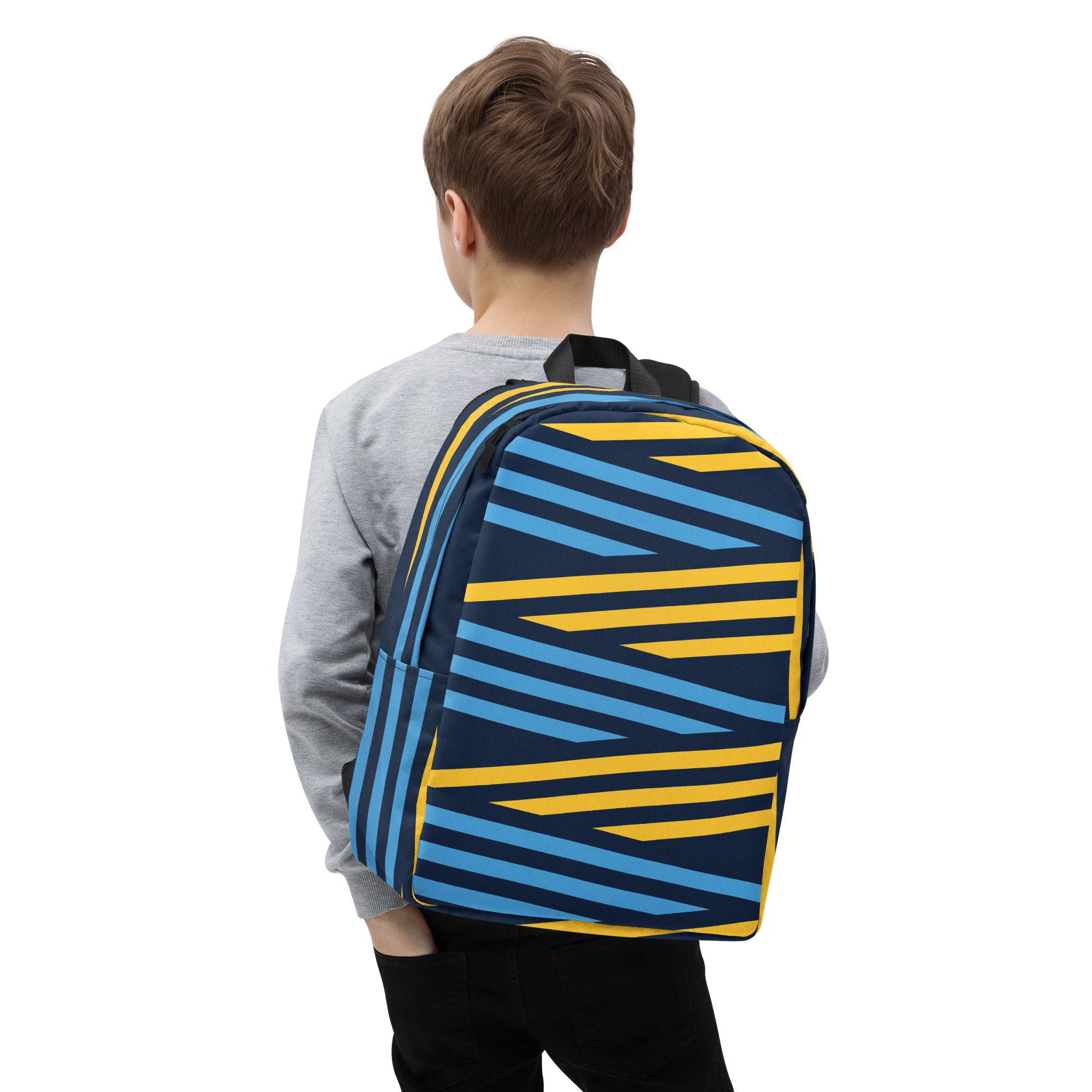 Blue and Yellow Print Minimalist Backpack