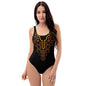 Golden Floral Embroidery Design One-Piece Swimsuit