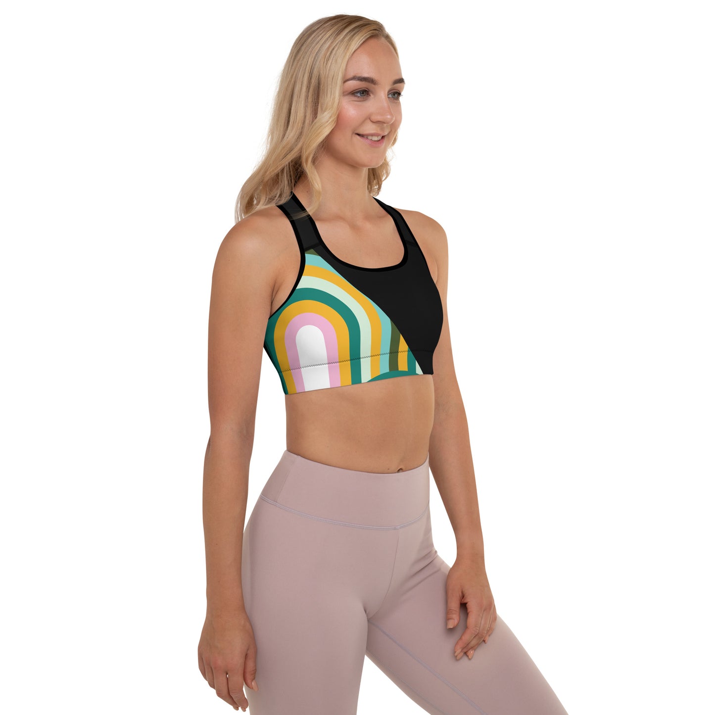 Lined Colored Print Padded Sports Bra