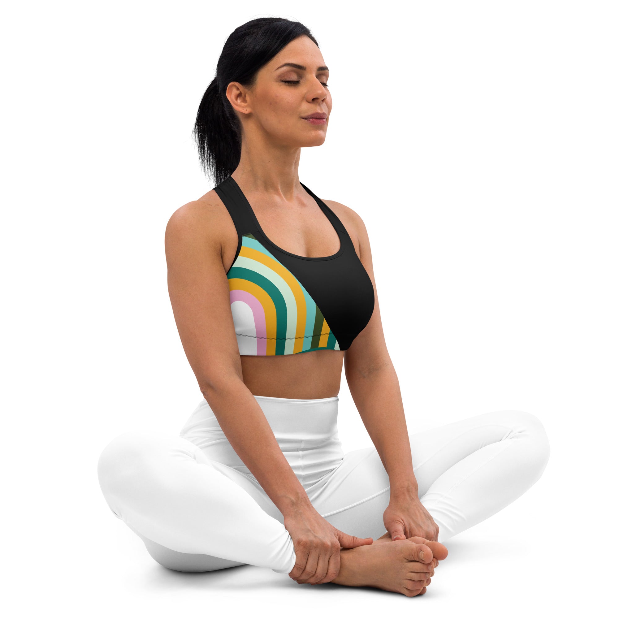 Lined Colored Print Padded Sports Bra