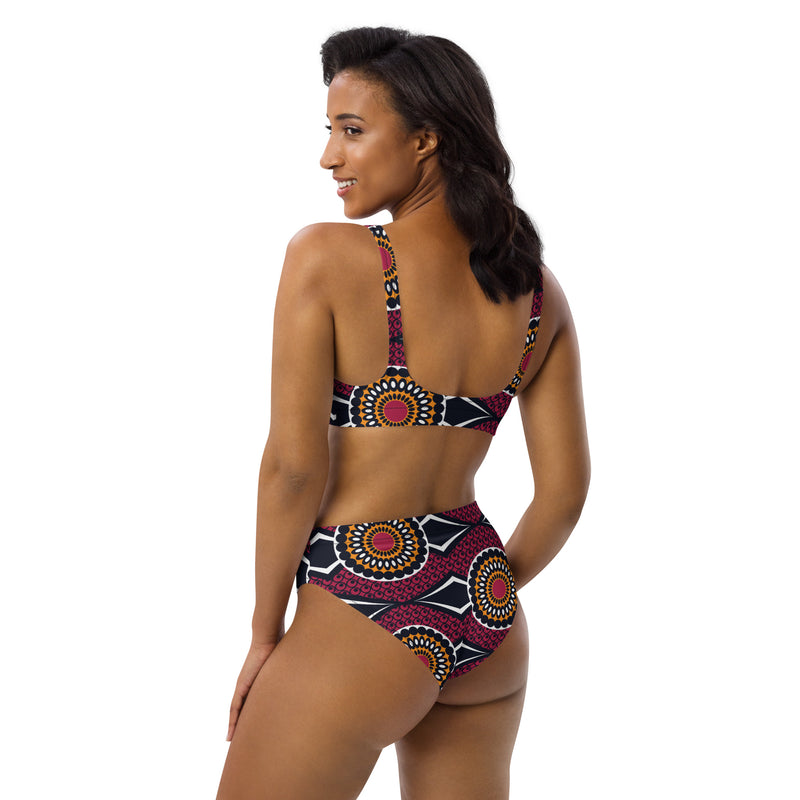 African Floral Print high-waisted bikini