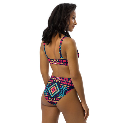 African Mosaic Print high-waisted bikini