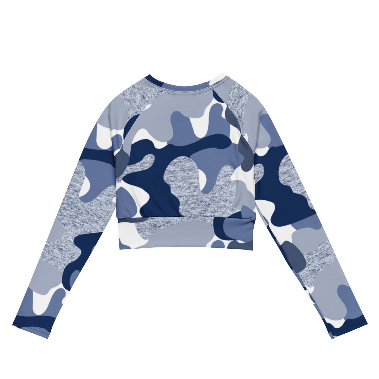 Blue Camo Print Recycled long-sleeve crop top