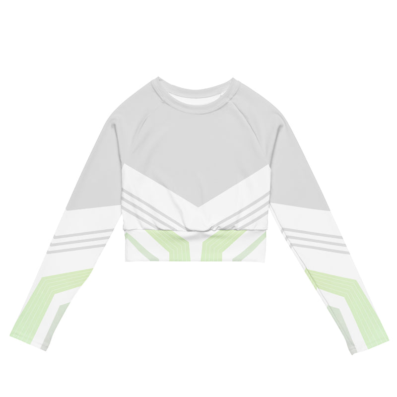 White Multi Color Recycled long-sleeve crop top