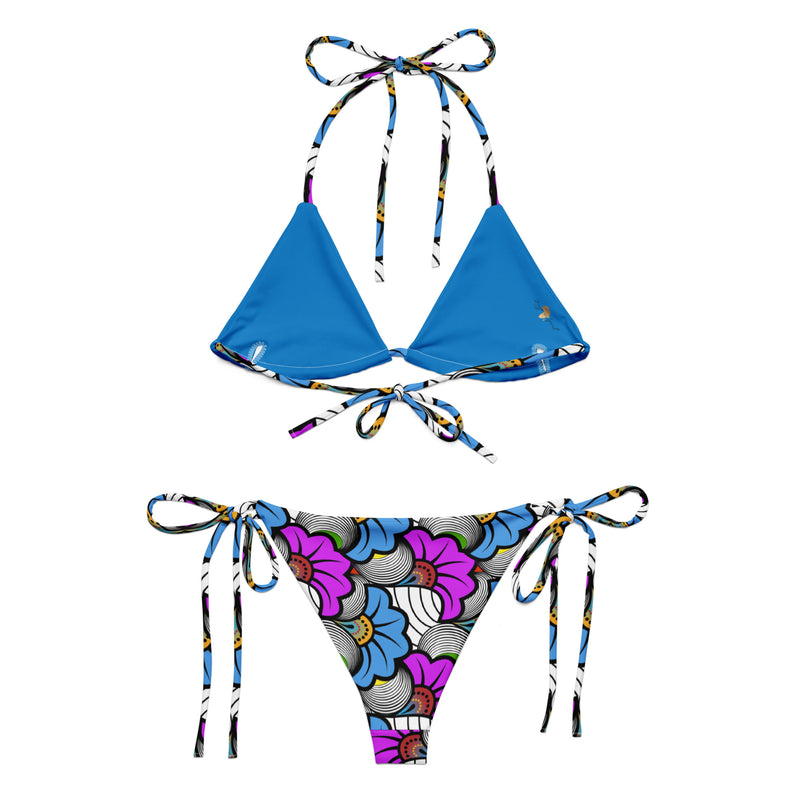 African Floral Multi Color Print string bikini