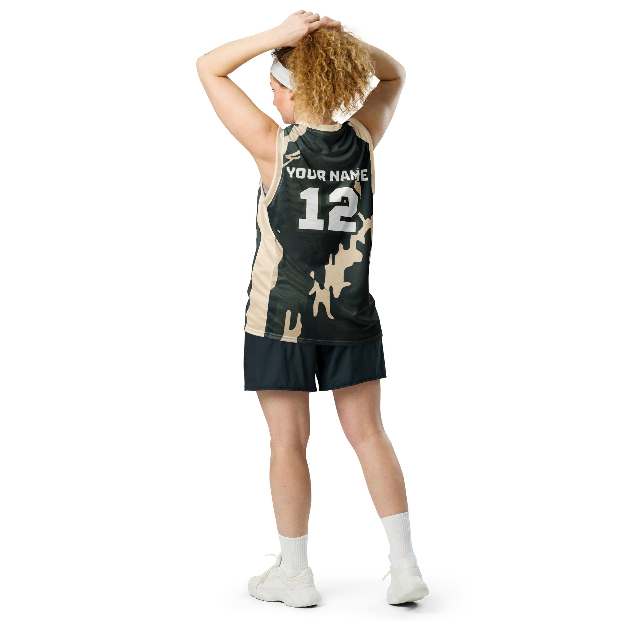 Green Camo Print Custom Basketball Jersey