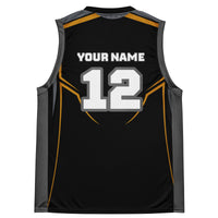 Black and Yellow Print Custom Basketball Jersey