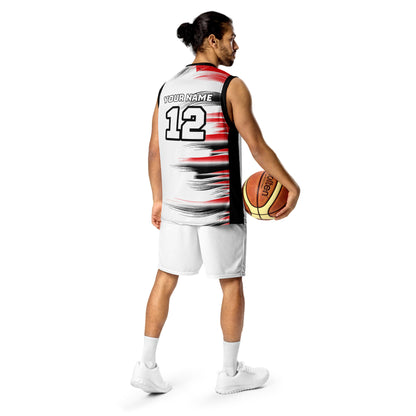 Black and Red Streak Print Custom Basketball Jersey