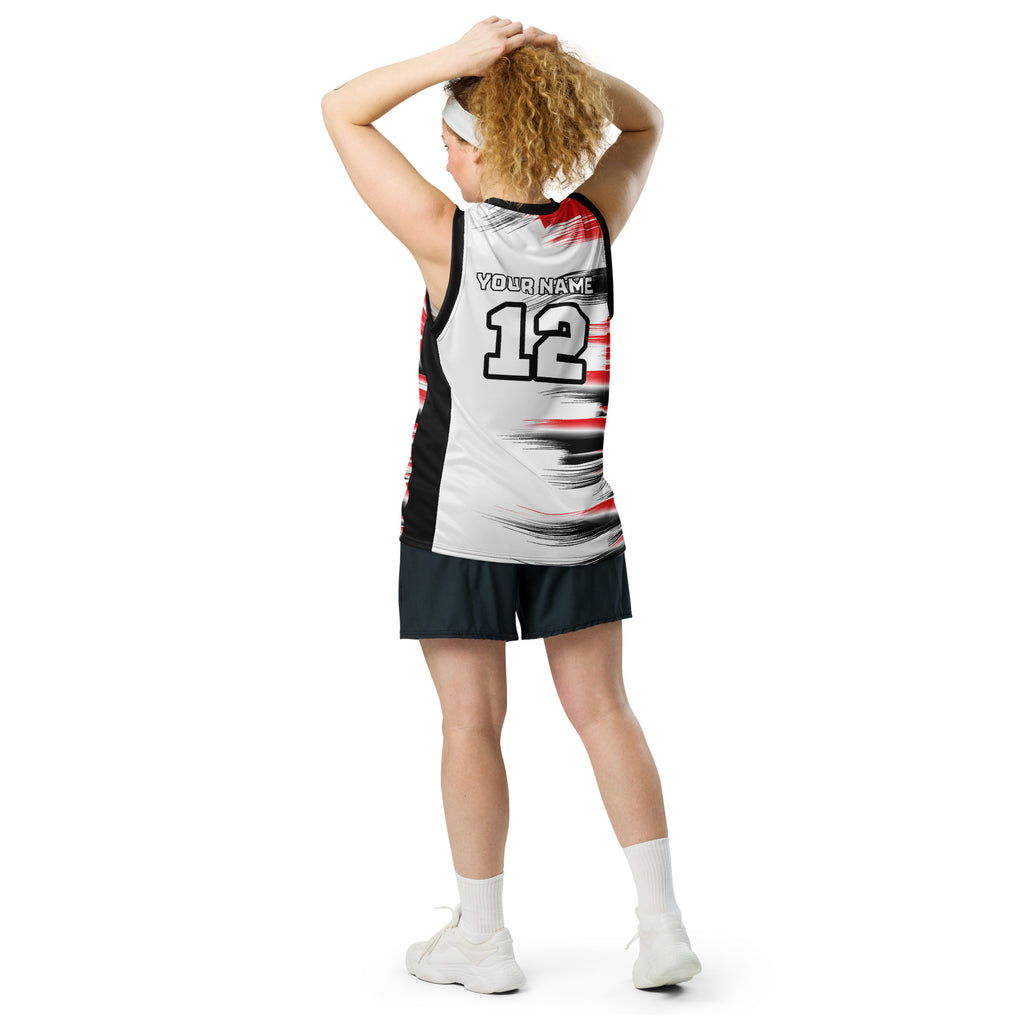 Black and Red Streak Print Custom Basketball Jersey