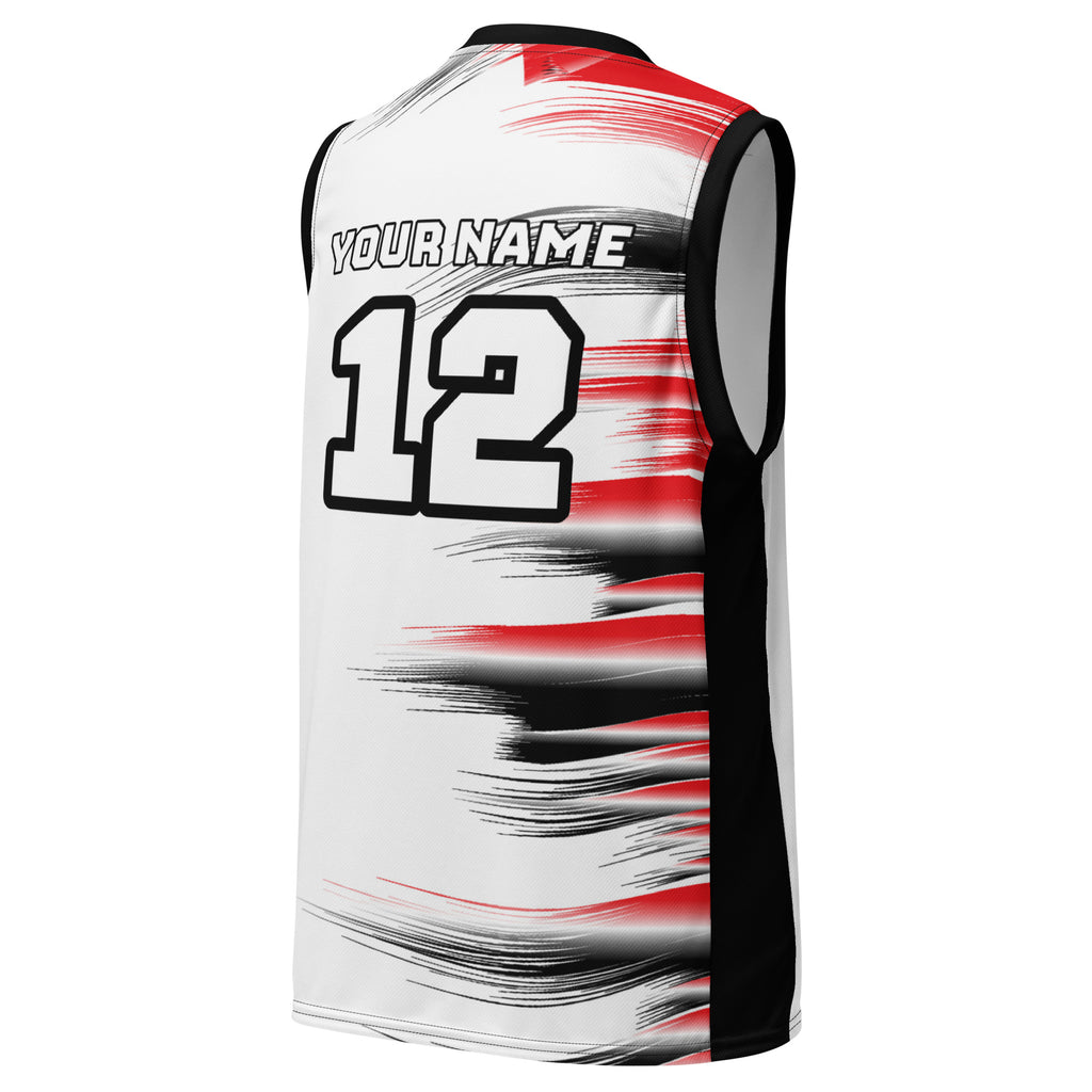 Black and Red Streak Print Custom Basketball Jersey