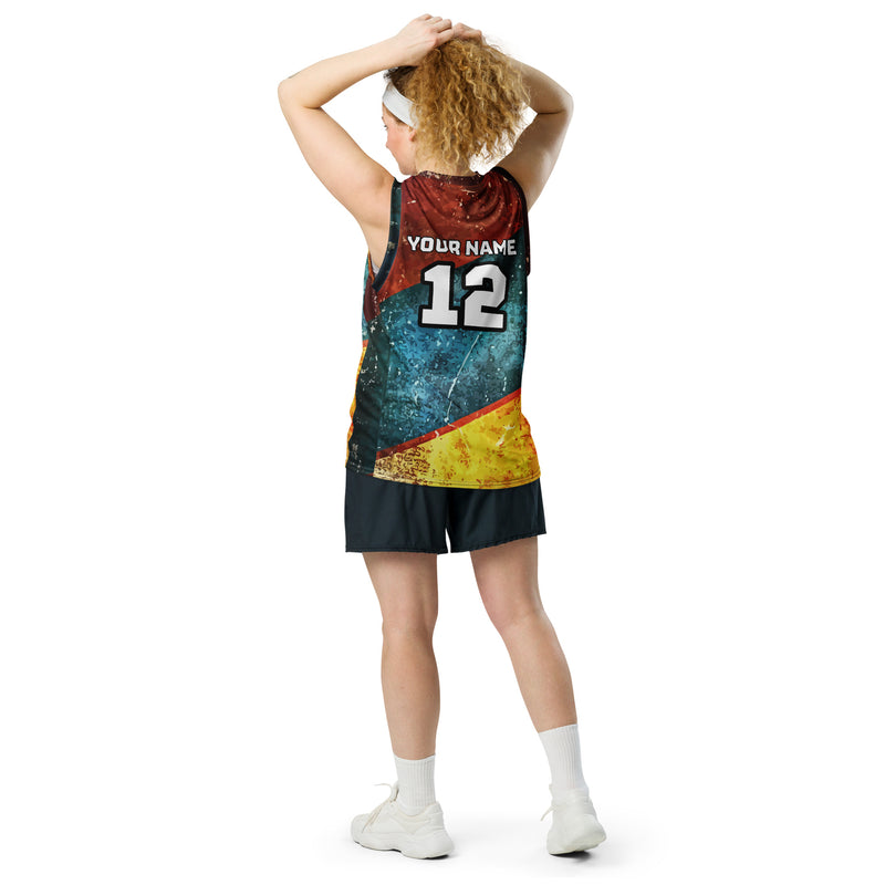 Distressed Print Custom Basketball Jersey
