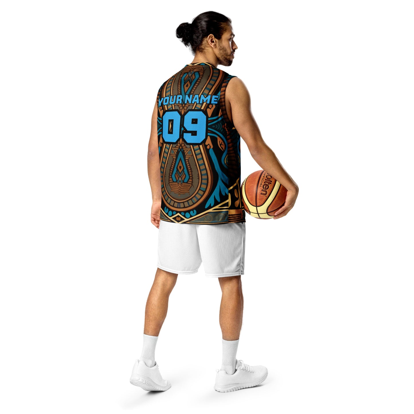 Blue Egyptian Print Custom Basketball Jersey