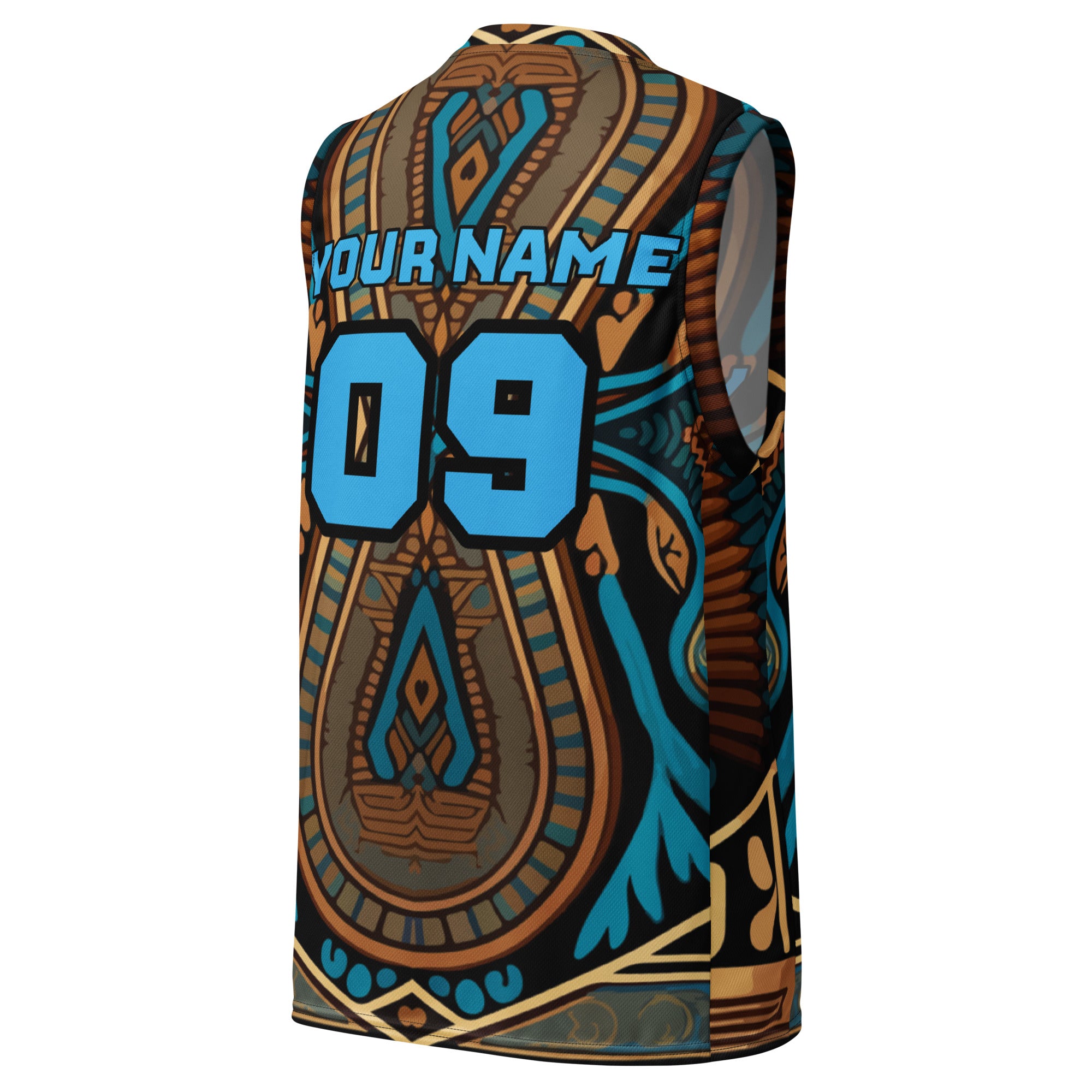 Blue Egyptian Print Custom Basketball Jersey