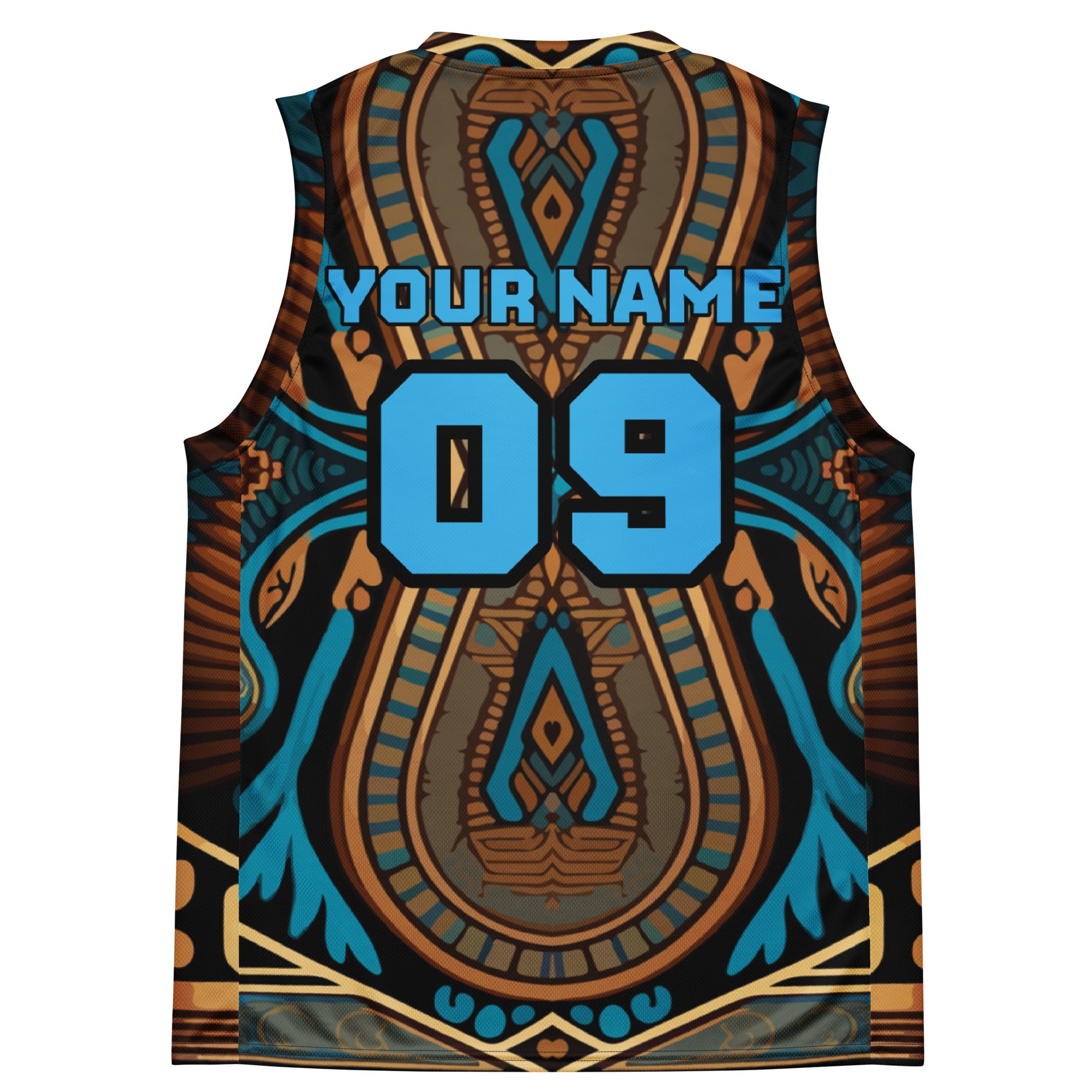 Blue Egyptian Print Custom Basketball Jersey
