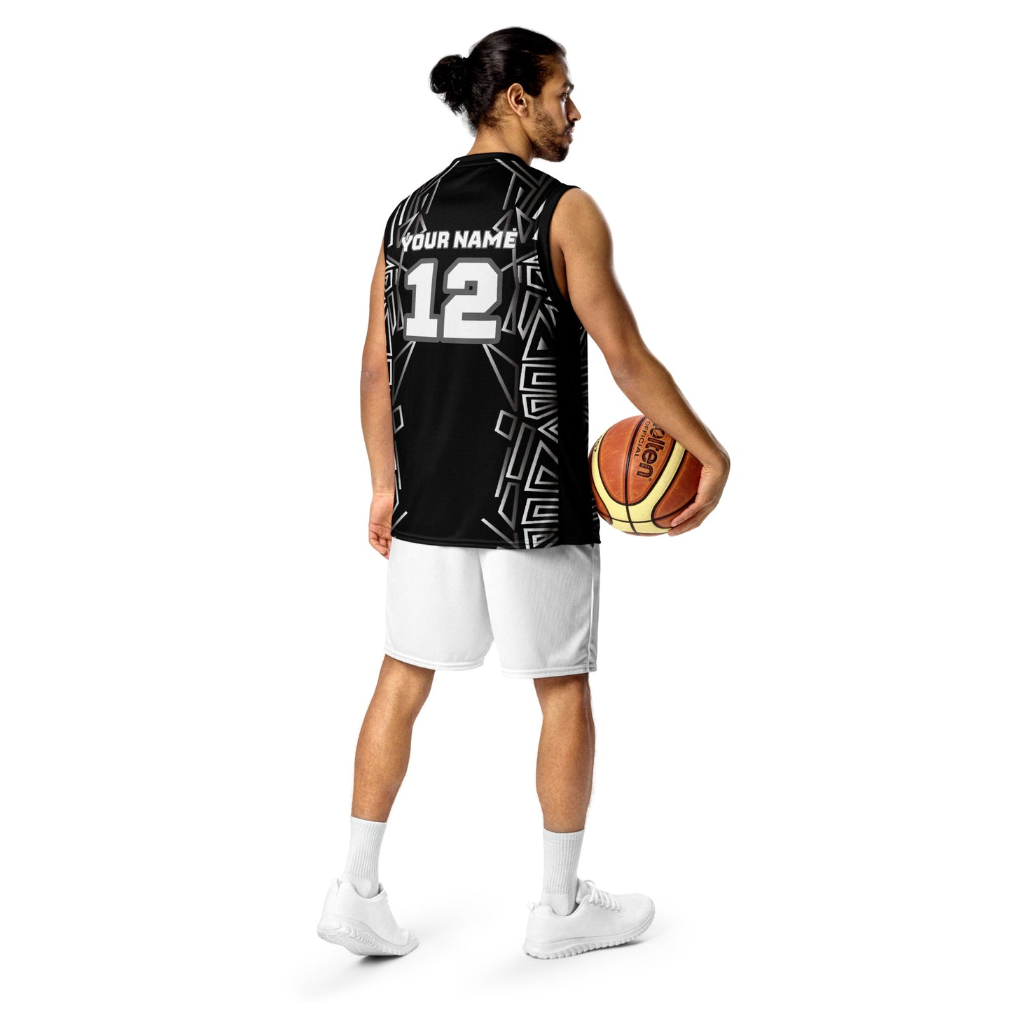 Black Graphic Print Custom Basketball Jersey