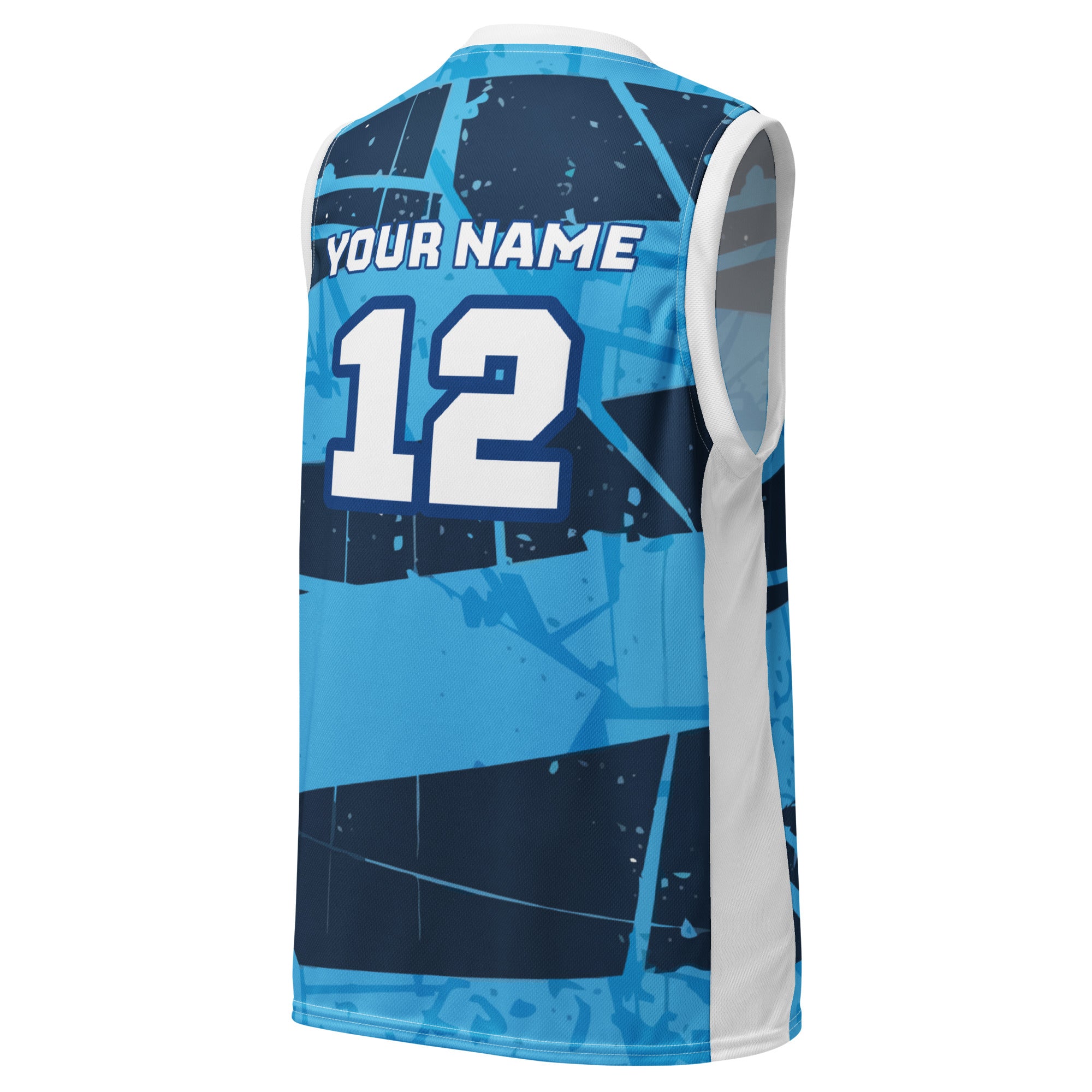 Blue Distressed Custom Basketball Jersey