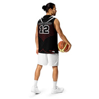 Black and White Colored Print Custom Basketball Jersey