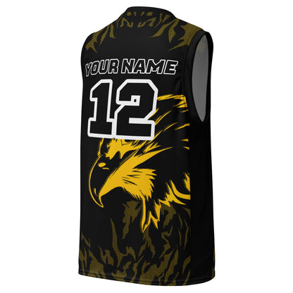 Yellow and Black Bird Print Custom Basketball Jersey