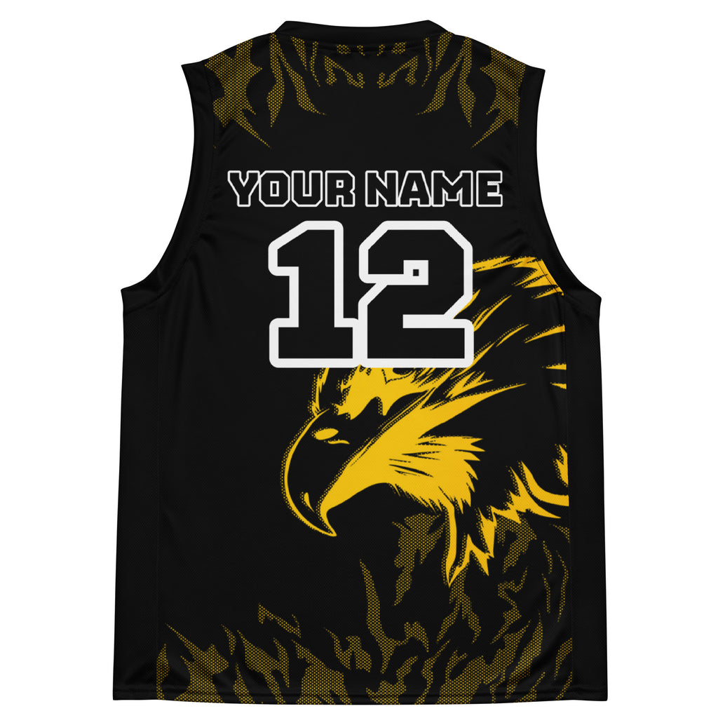 Yellow and Black Bird Print Custom Basketball Jersey