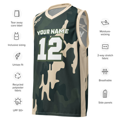 Green Camo Print Custom Basketball Jersey