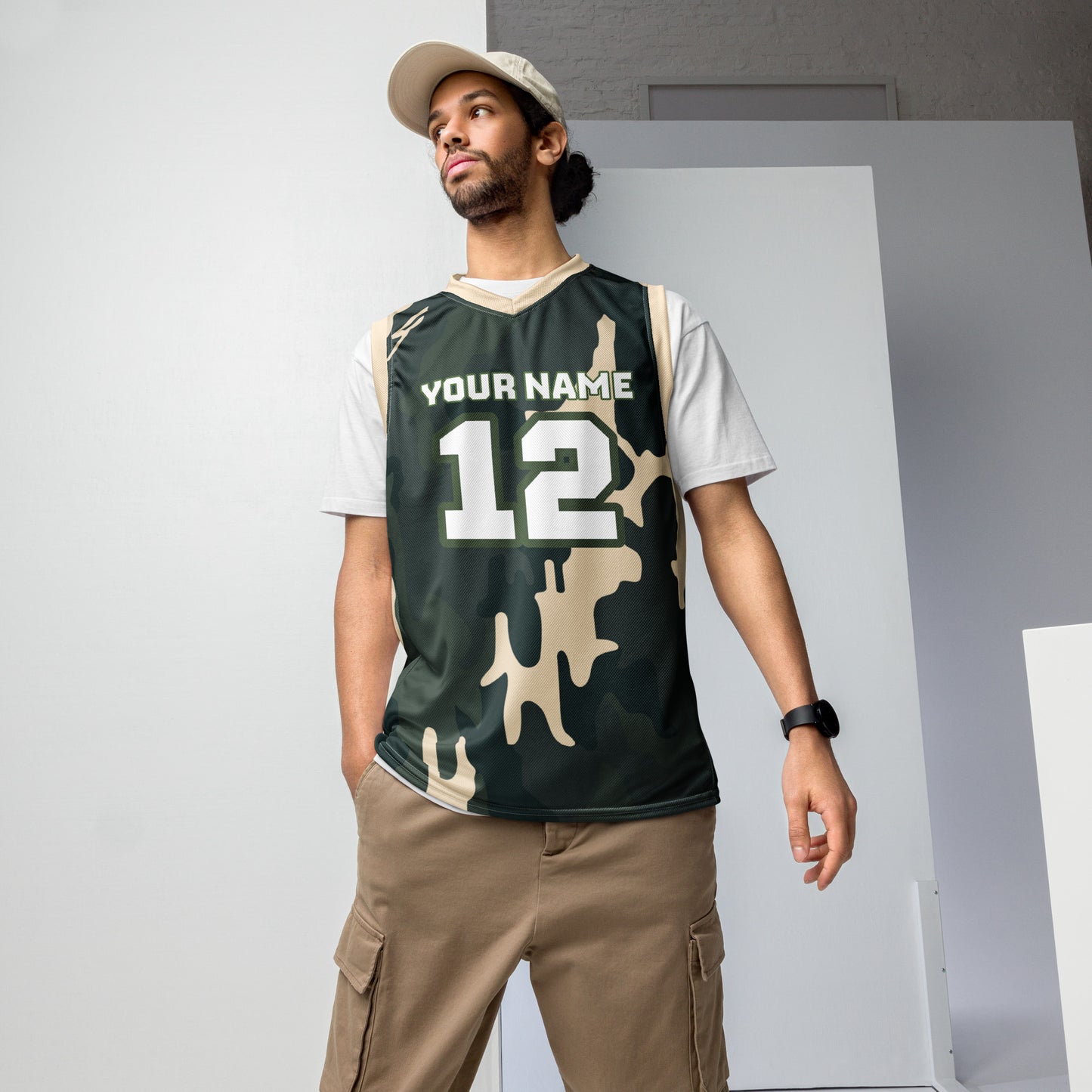 Green Camo Print Custom Basketball Jersey