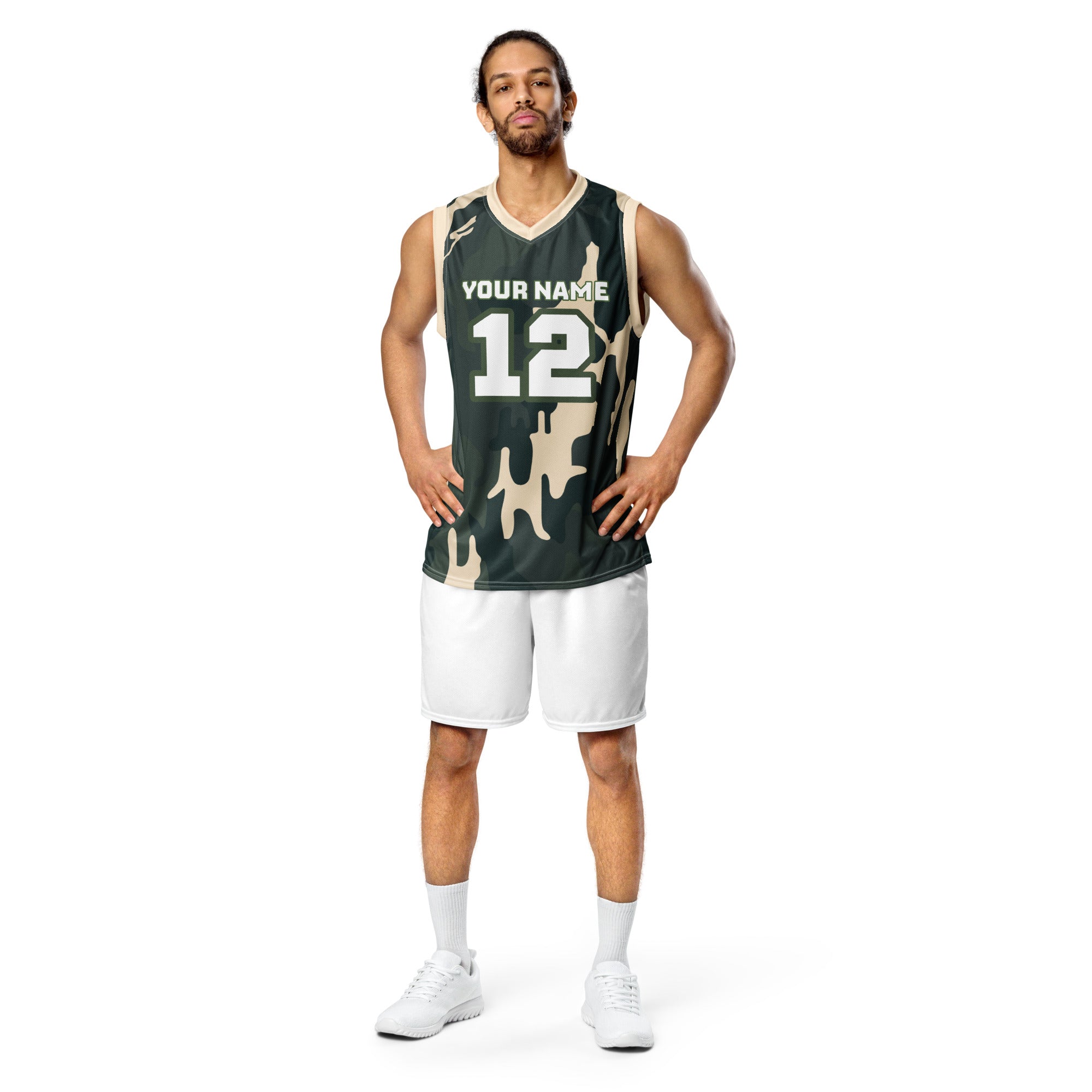 Green Camo Print Custom Basketball Jersey