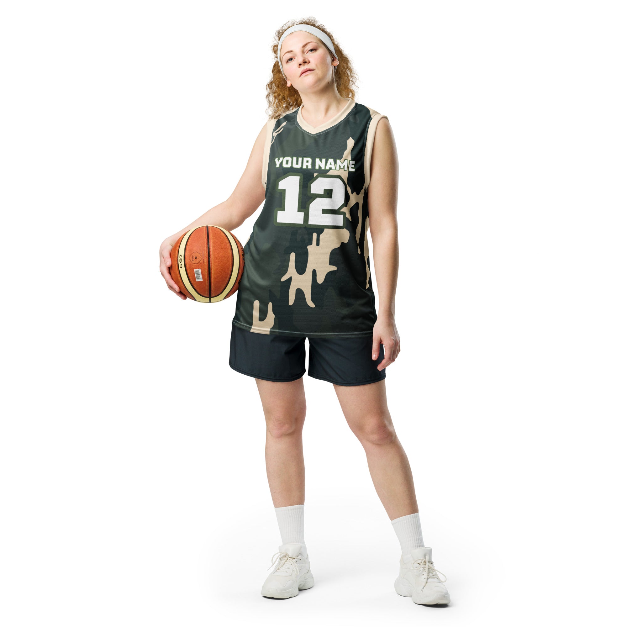 Green Camo Print Custom Basketball Jersey