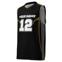 Black and Yellow Print Custom Basketball Jersey