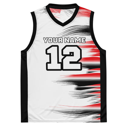 Black and Red Streak Print Custom Basketball Jersey