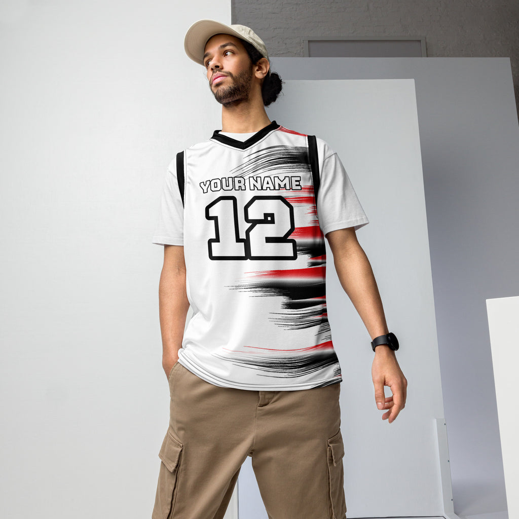 Black and Red Streak Print Custom Basketball Jersey