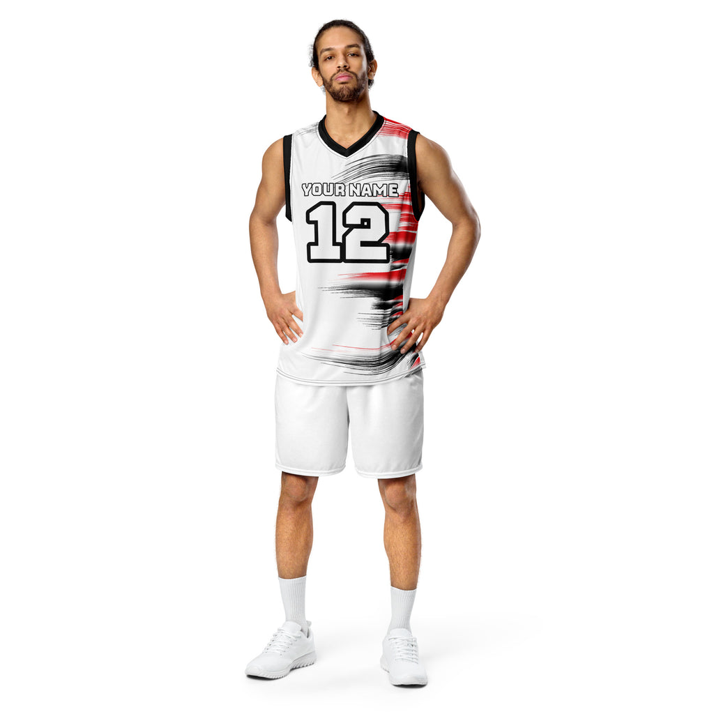 Black and Red Streak Print Custom Basketball Jersey