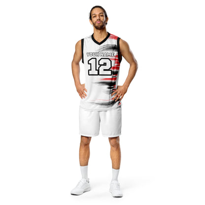 Black and Red Streak Print Custom Basketball Jersey