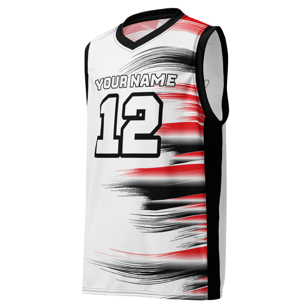 Black and Red Streak Print Custom Basketball Jersey